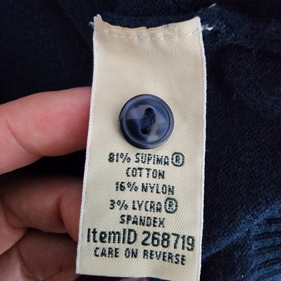 L.L. Bean Cotton Blend Navy Button-Front Cardigan | Women's Medium - Picture 11 of 12